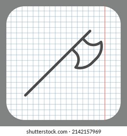 Icono de x simple. Diseño plano. En papel gráfico. Fondo gris.ai