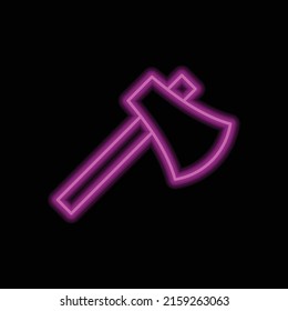 Axe simple icon vector. Flat design. Purple neon style on black background.ai