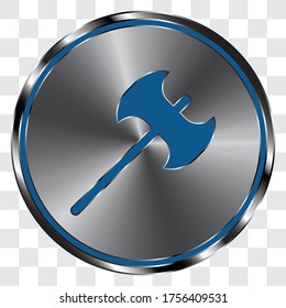 Un simple vector de icono en el botón redondo de metal. Cuadrícula transparente