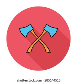 Axe. Single flat color icon on the circle. Vector illustration.