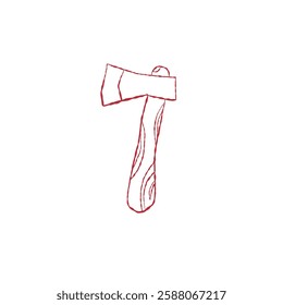 Axe in sketch style. Creative art element for tattoo, print, game. Hand draw grunge monochrome concept design. Vector illustration doodle in vintage style isolated on white background