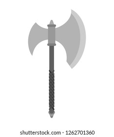Axe slashing weapons. poleax isolated. Battle ax 