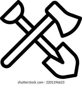 axe spade Vector illustration on a transparent background.Premium quality symbols.Thin line vector   icon for concept and graphic design.