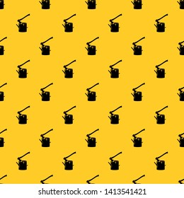 Axe stuck in a tree stump pattern seamless vector repeat geometric yellow for any design