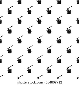 Axe stuck in a tree stump pattern. Simple illustration of axe stuck in a tree stump vector pattern for web