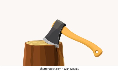 Axe In Stump With Shadow