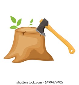 Axe in stump vector design illustration isolated on white background