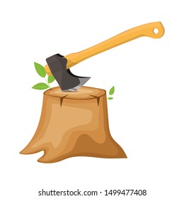 Axe in stump vector design illustration isolated on white background