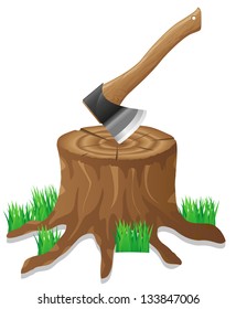 axe in the stump vector illustration isolated on white background