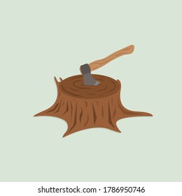 Axe in stump vector illustration isolated on background