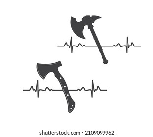 Axe SVG, Firefighter SVG, Axe Clipart, Axe Vector, crossed axes heartbeat SVG,  svg