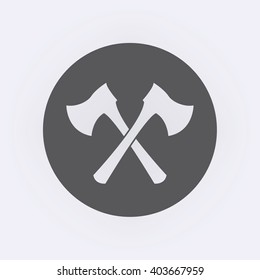 Axe symbol in circle . Vector illustration
