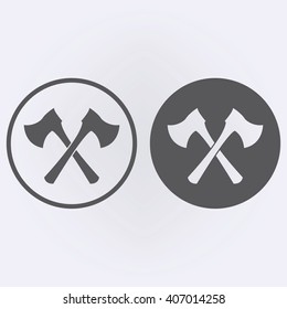 Axe symbol in circle . Vector illustration