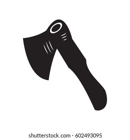 Axe symbol colored with silhouette on the white background