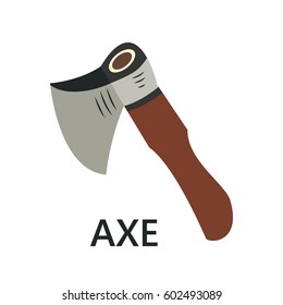 Axe symbol colored with text on the white background