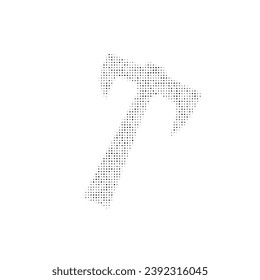 El símbolo del hacha rellenado con puntos negros. Estilo de puntillismo. Ilustración del vector sobre fondo blanco