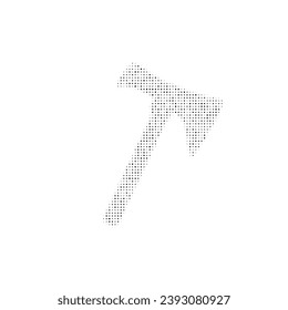 The axe symbol filled with black dots. Pointillism style. Vector illustration on white background