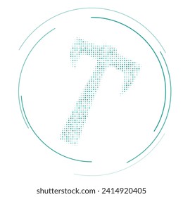 The axe symbol filled with teal dots. Pointillism style. Vector illustration on white background
