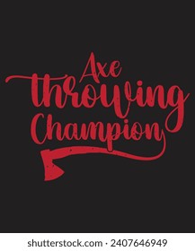 Axe throwing champion design with silhouette vector svg