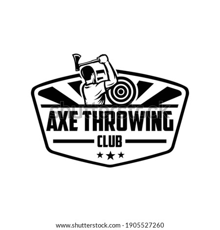 Axe throwing club logo template set isolated, best used for axe throwing and carpentry. Ready made logo template set vector isolated