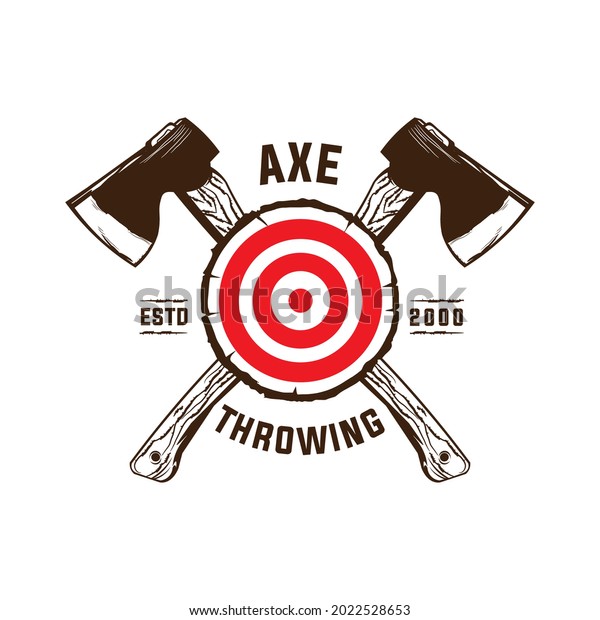 Axe Throwing Club logo in wood target, good for\
axe club logo design