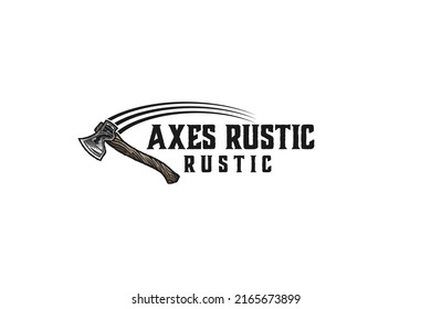 Axe throwing logo design rustic sport wooden ax old svg