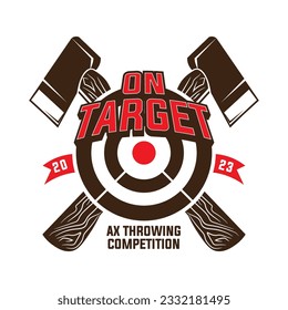 Axe throwing vector illustration logo design svg