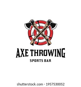 Axe throwing vintage logo design svg