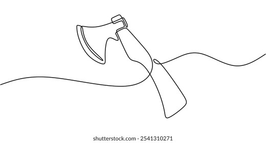 Axe Tool. Continuous One Line Drawing Illustrating Traditional Tools for Physical Labor and Natural Resources.