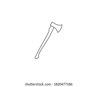 Ax, Werkzeugsymbol auf weißem Hintergrund, Skizze. Vektorgrafik.