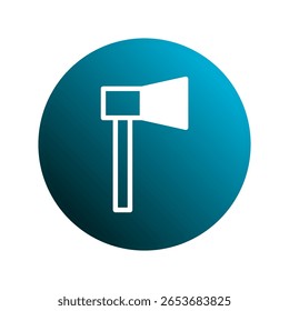 Axe tool icon representing forestry work within a blue circle for user interfaces and applications