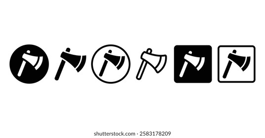 axe tool lumberjack icon vector design black white color simple flat illustration sets isolated