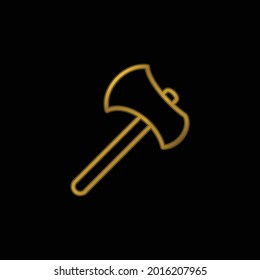 Axe Tool Outline gold plated metalic icon or logo vector