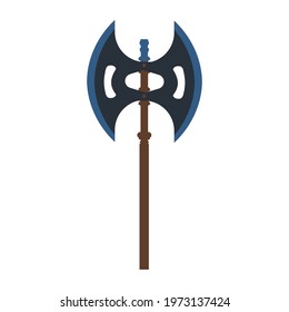 Axe tool vector illustration wood weapon symbol icon. Heavy axe blade warrior weapon equipment. Handle ex hatchet sharp object. Cartoon silhouette viking weapon element. Adventure warrior symbol