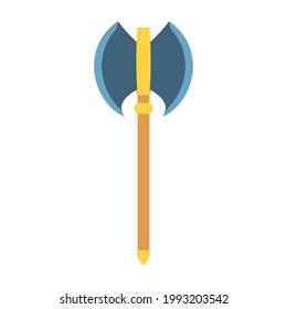 Axe tool vector illustration wood weapon symbol icon. Heavy axe blade warrior weapon equipment. Handle ex hatchet sharp object. Cartoon silhouette viking weapon element. Adventure warrior symbol
