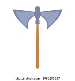 Axe tool vector illustration wood weapon symbol icon. Heavy axe blade warrior weapon equipment. Handle ex hatchet sharp object. Cartoon silhouette viking weapon element. Adventure warrior symbol