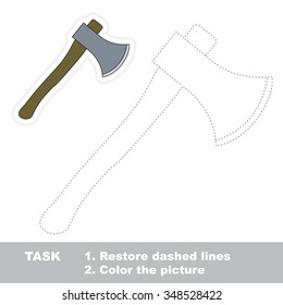 Axe toy in vector to be traced. Restore dashed line and color the picture.