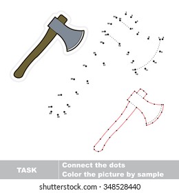 Axe toy in vector to be traced by numbers. Vector dot to dot game. Connect dots for numbers.