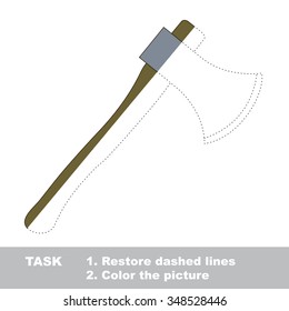 Axe toy in vector colorful to be traced. Restore dashed line and color the picture. Worksheet to be colored.