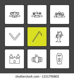 axe tree  grave  halloween  rip  graveyard  horror  pumpkin  grave  cross  bat  scary  scare  candy  rip  horror  night  spider  icon vector design  flat  collection style creative  icons