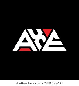 AXE triangle letter logo design with triangle shape. AXE triangle logo design monogram. AXE triangle vector logo template with red color. AXE triangular logo Simple, Elegant, and Luxurious design.