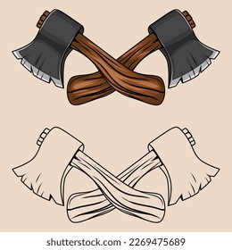 Axe Vector Art, Icon and Axe cross vector