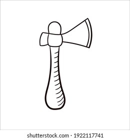 Axe. Vector hand-drawn clip art in the Scandinavian style on a white background.