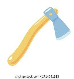 Axe Vector icon. Ax with wooden handle isolated on white background. Element of construction tools. Cartoon hatchet flat design. Hand carpenter instrument illustration. Simple element, Logo, symbol.