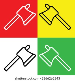 Axe Vector Icon, Lineal style icon, from Agriculture icons collection, isolated on Red, Yellow, White and Green Background.