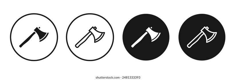 Axe vector icon set black filled and outlined style.