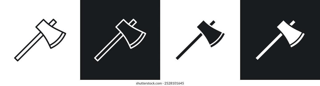 Axe vector icon set in black and white