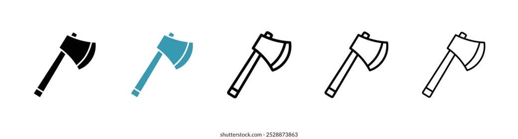 Axe vector icon set in black and blue colors.