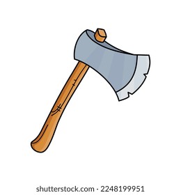Axe vector illustration. Cartoon axe. Axe hand draw isolated.