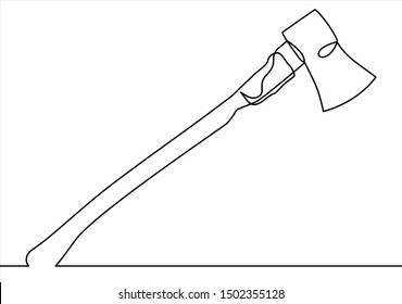 axe. vector illustration.One continuous line drawing
